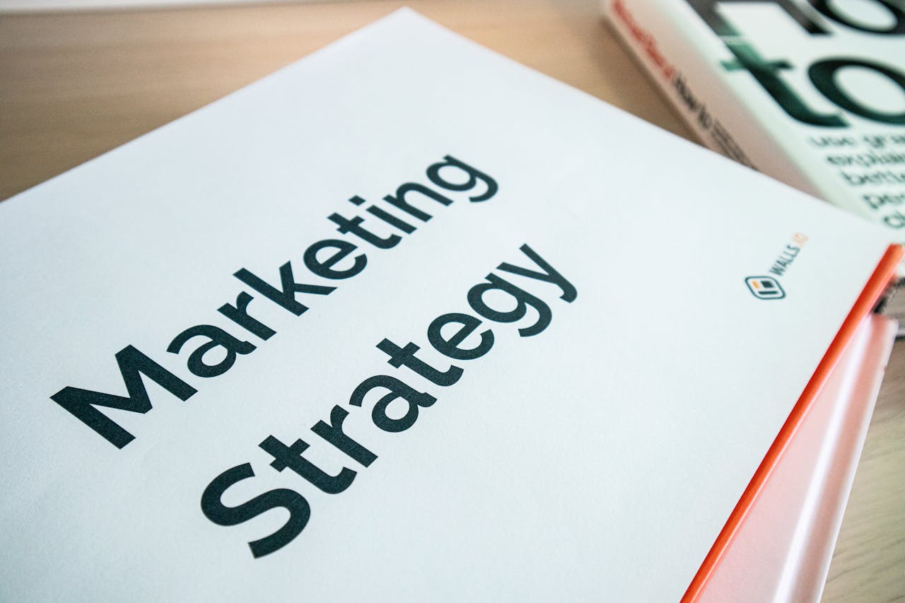 about-us Close-up of a marketing strategy document on a desk, ideal for business content.